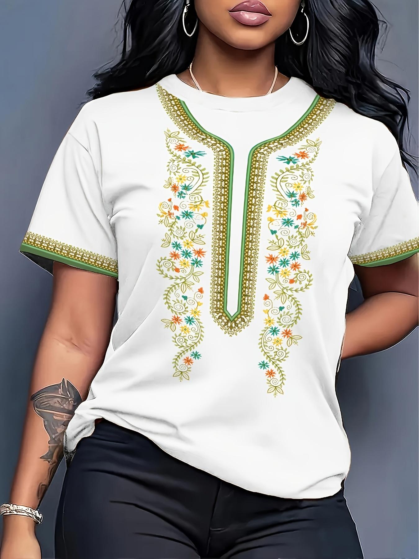 

Women s Traditional Ethnic Print T-shirt. Ethnic Floral Embroidery. Short-sleeved Round-neck Top. Dashiki Style Bohemian Design. Suitable for Cultural XL дубильная кора