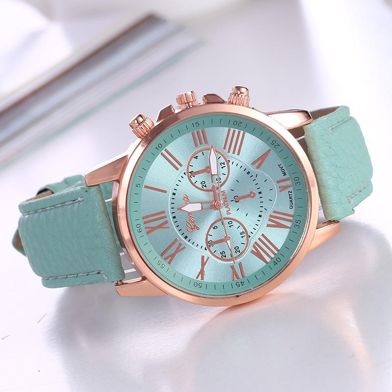 Elegante orologio al quarzo da donna Geneva con cinturino in pelle Orologio da polso elegante e casual per l'uso quotidiano