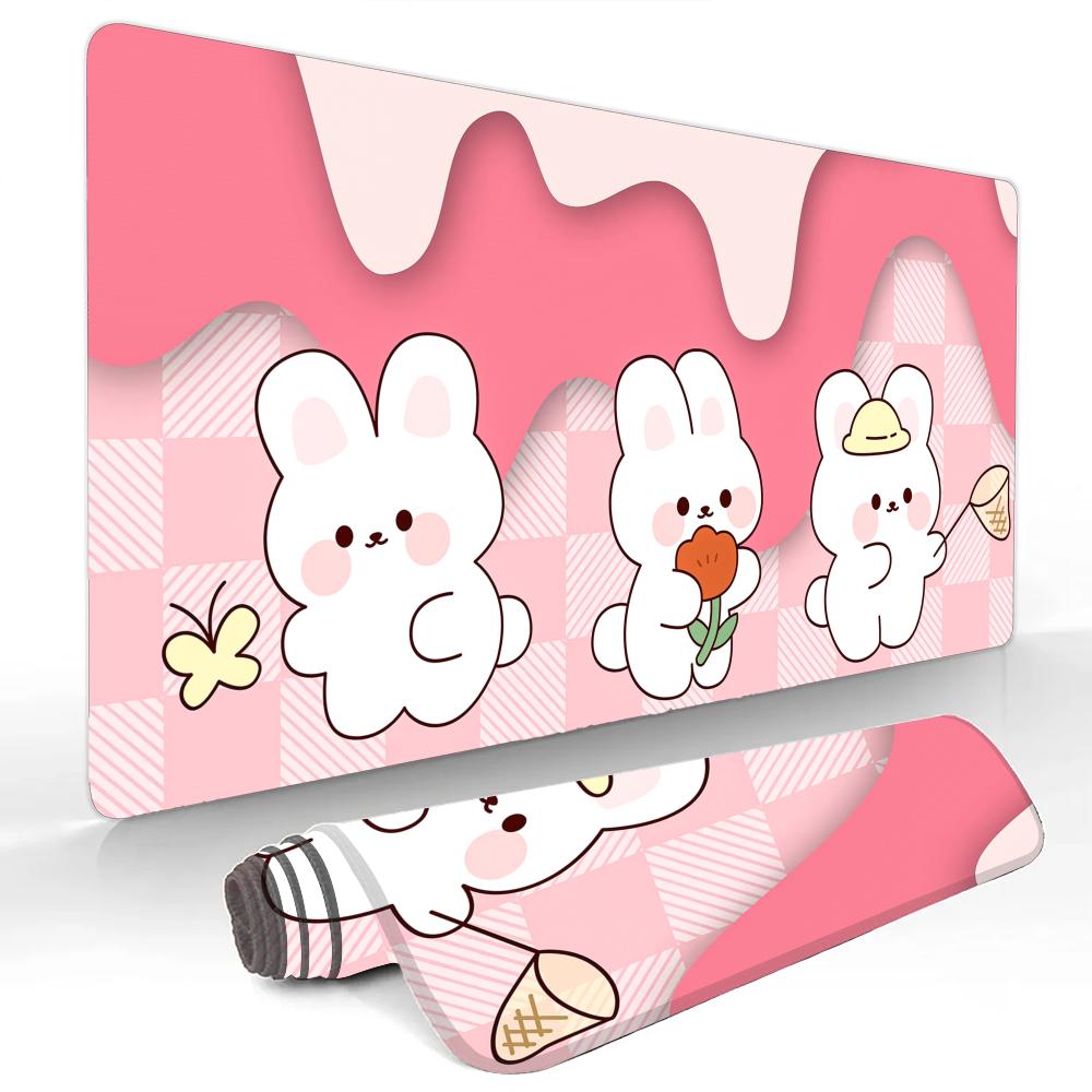 Cute cartoon rabbit anime Mouse Pad Gaming mats NonSlip Desk Mat mouse carpet with Stitched Edge HD printing Office mat