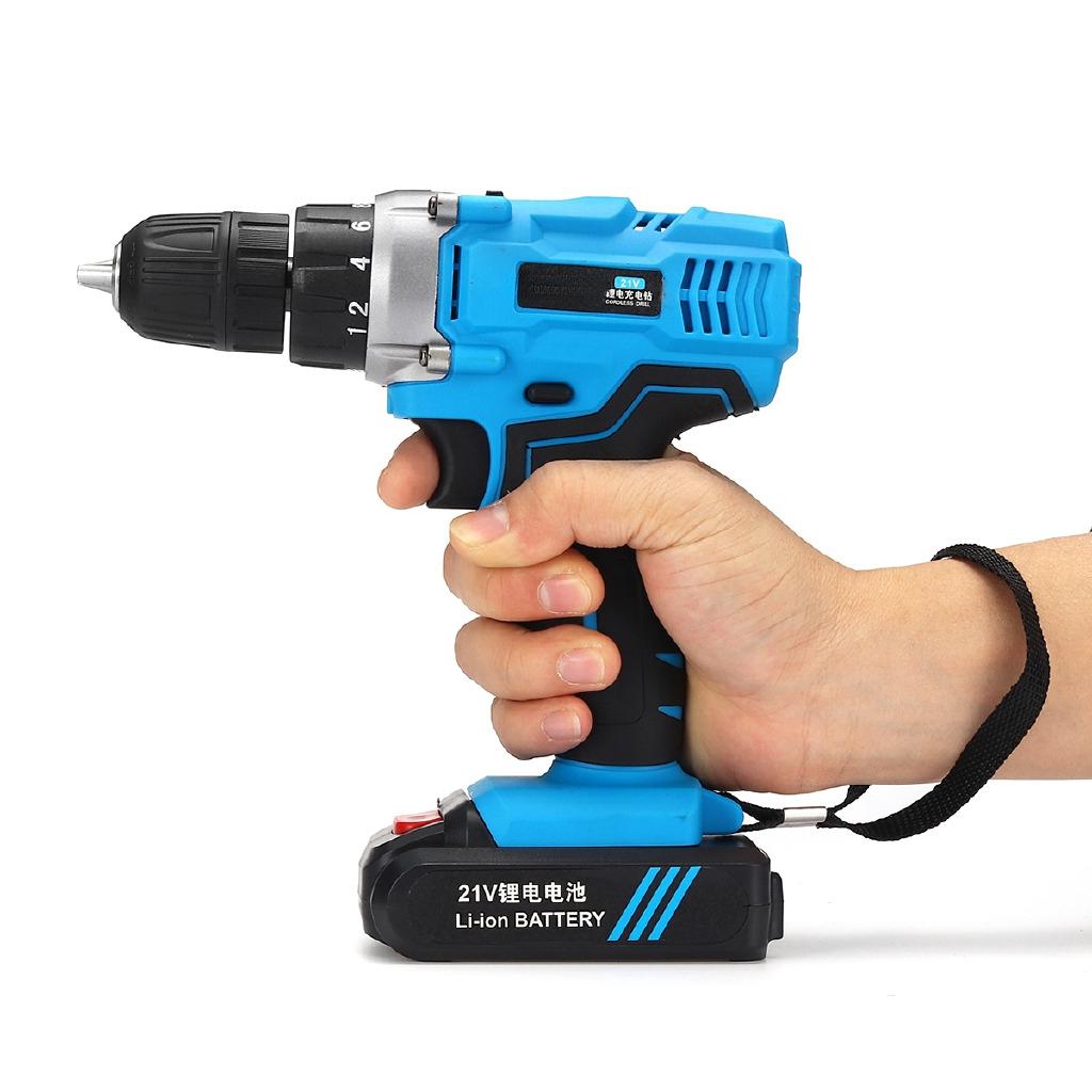 2200RPM Rechargable Double Speed Electric Screwdriver Kit 6500mAh Li-Ion 2Battery Electric Cordless Drill Power Tool 21V