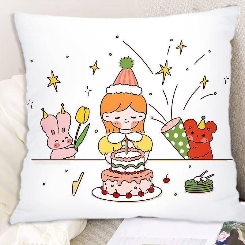 New Double-sided Pillow with Happy Birthday Text for Students To Use As A Pillow To Give Their Girlfriends A DIY Gift