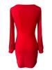 Elegant V-neck Tassel Long Sleeve Bodycon Mini Dress for Women - European & American Style 2026