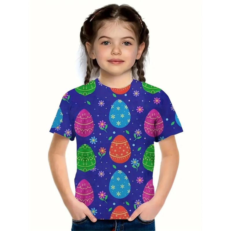 2025 Casual Flower 3d Print Fashion Funny Girls' T-Shirts Summer Short Sleeved Casual T-Shirts Tops Tee