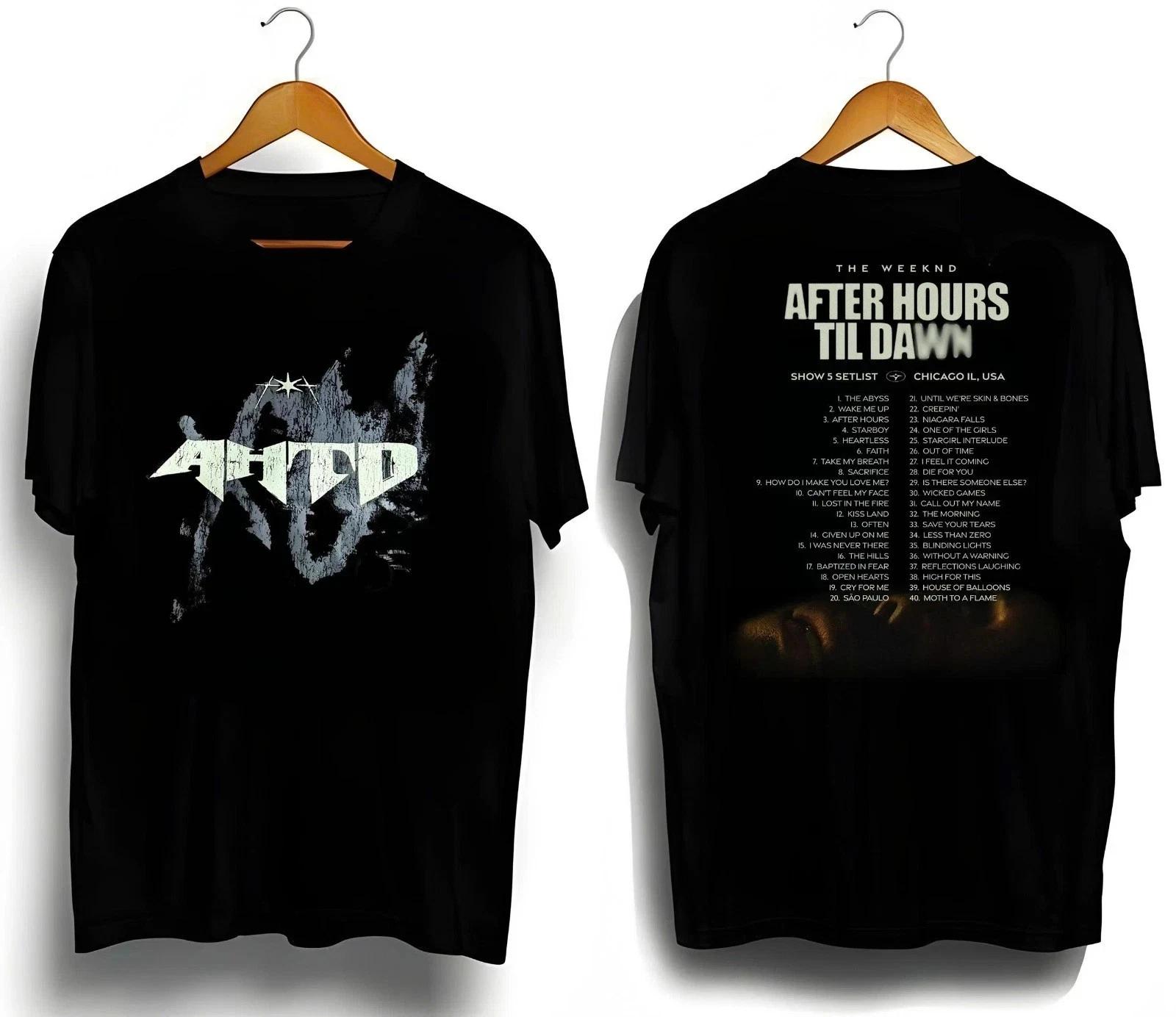 

РАСПРОДАЖА 40_ Футболка с коротким рукавом The Weeknd After Hours Til Dawn Tour 2025 Сет-лист Высококачественная роскошь для мужчин и женщин Топ M