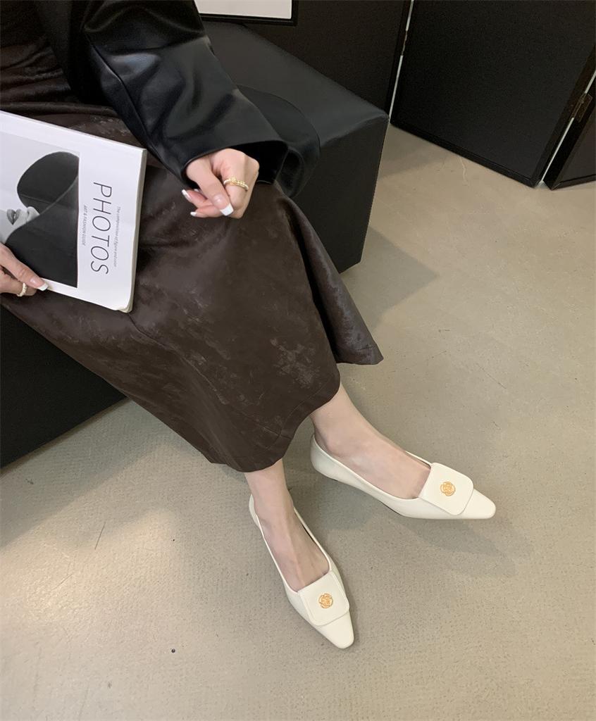 French Xiaoxiangfeng temperament small single shoes women's shoes 2025 new spring, autumn and winter flat-bottomed pointed black commuter shoes