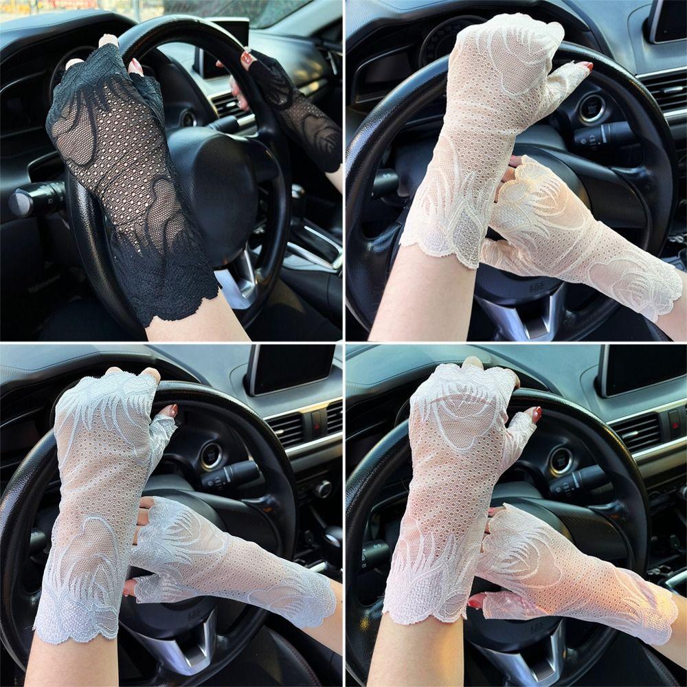 

Fashion Cycling Driving Running Thin Lace Gloves Mittens Sunscreen Sun Protection