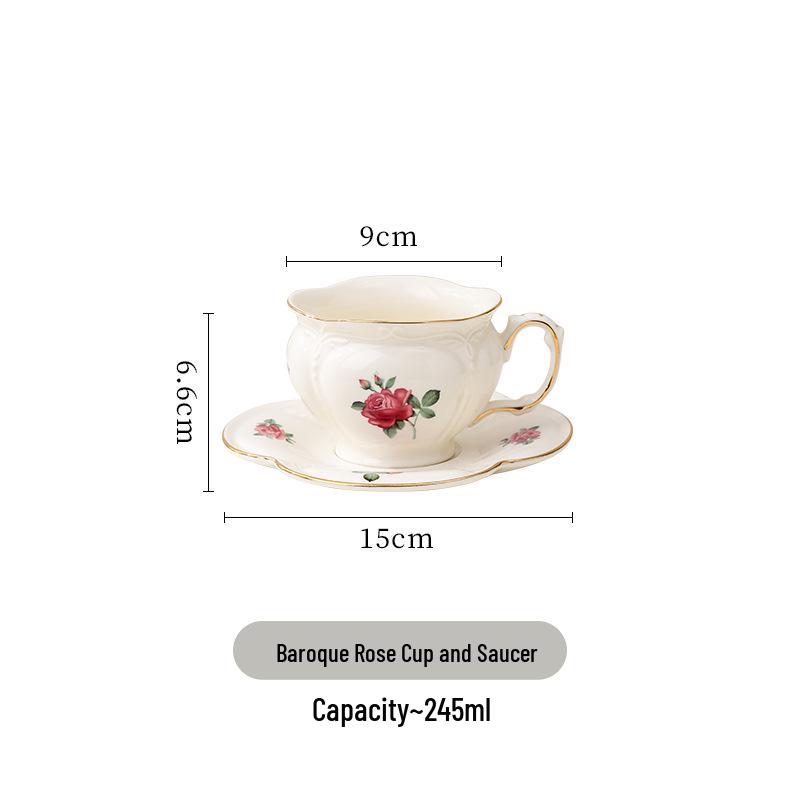 European Elegant Floral Coffee & Tea Cup Set with Saucer and Teapot 201-300ml