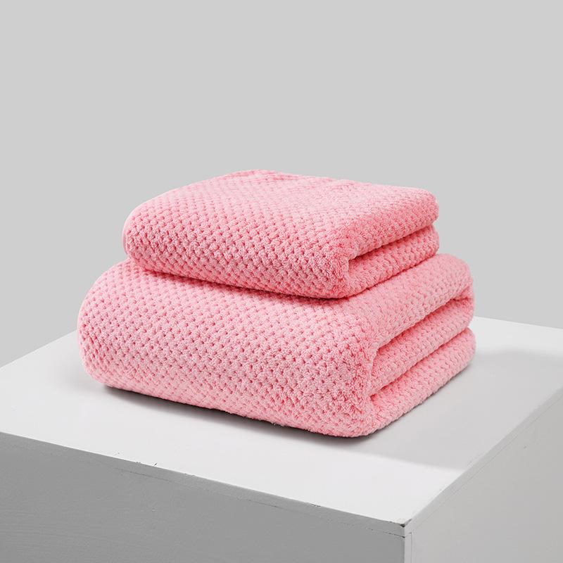 Large Size Bath Towels Set 90×170cm Pineapple Lattice Pattern Microfiber Material, Soft and Comfortable, Good Water Absorption