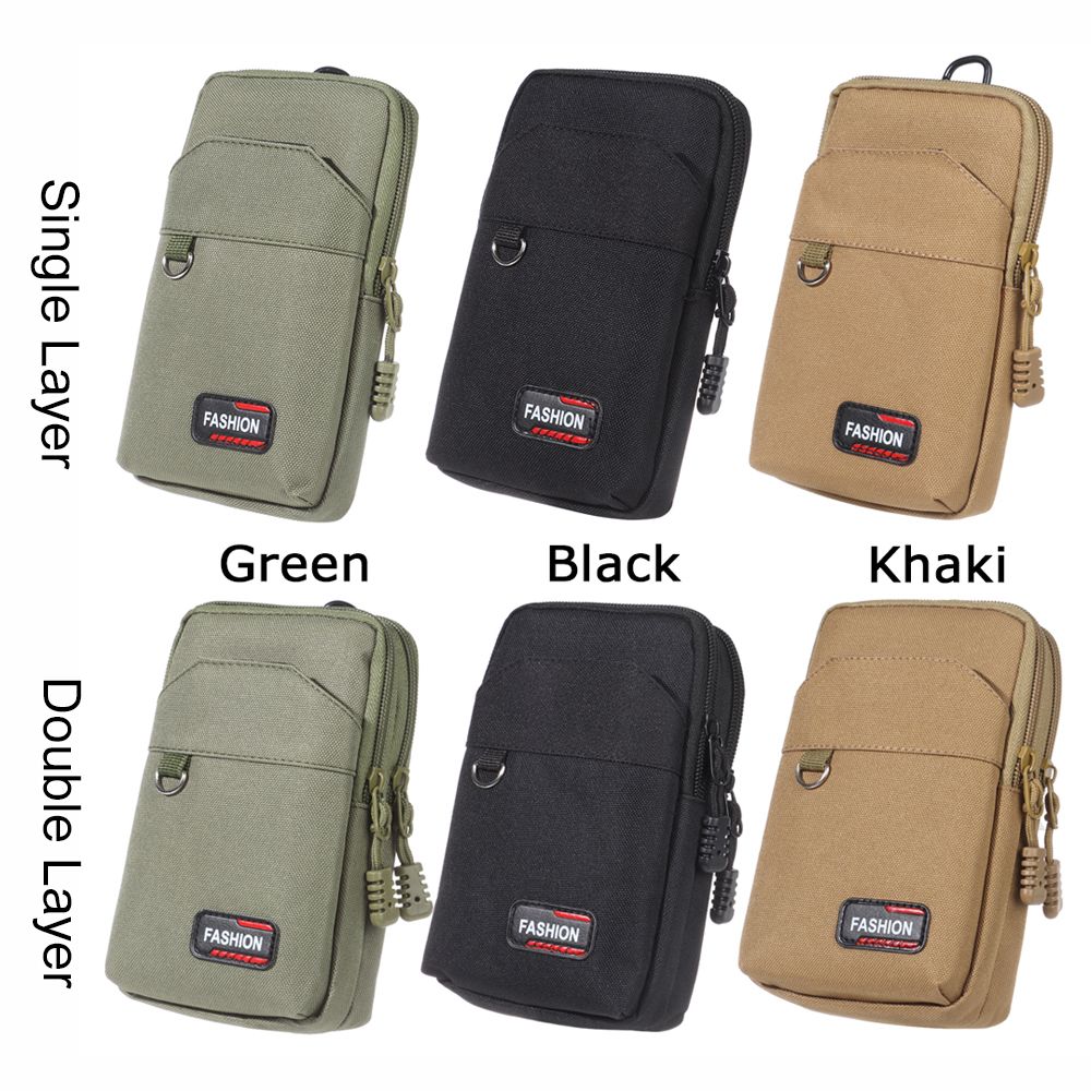 Men Camping Hunting Single/double Layer Phone Pouch Wallet Pocket Waist Purse EDC Molle Bag