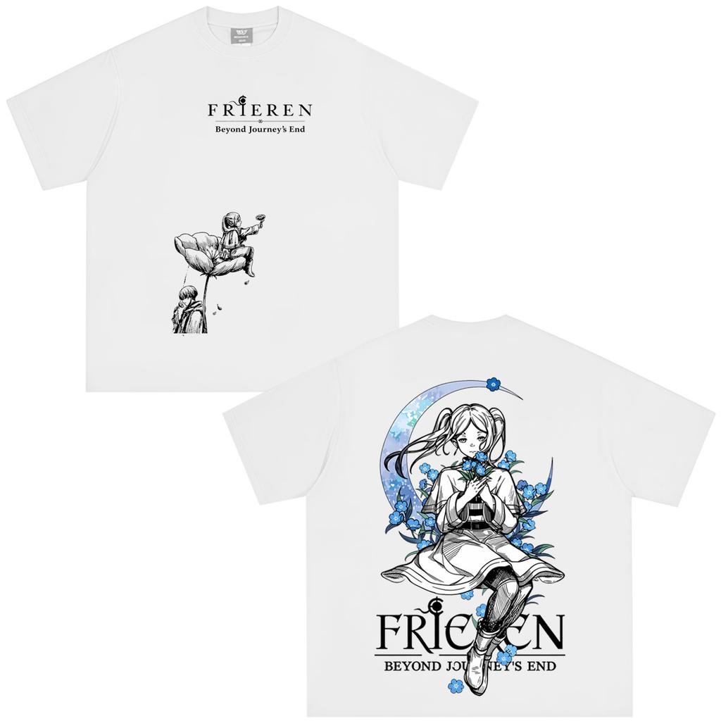 Japanese Anime Frieren Beyond Journey's End Men Women Tshirts Summer Casual Harajuku Short Sleeves T-shirts Summer Couple Tops
