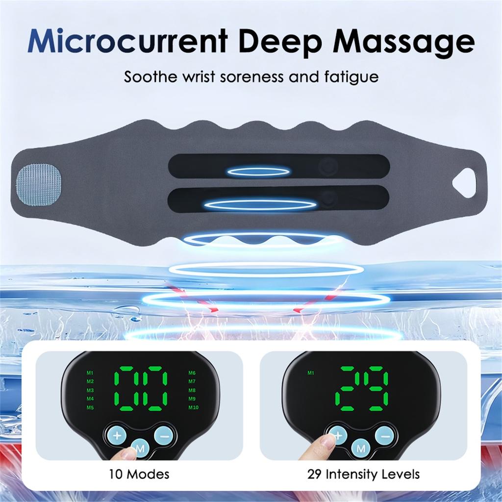 Cordless Wristband for Carpal Tunnel Muscle Fatigue Relief Belt 10 Modes 29 Levels EMS Microcurrent Wrist Guard Hand Massager