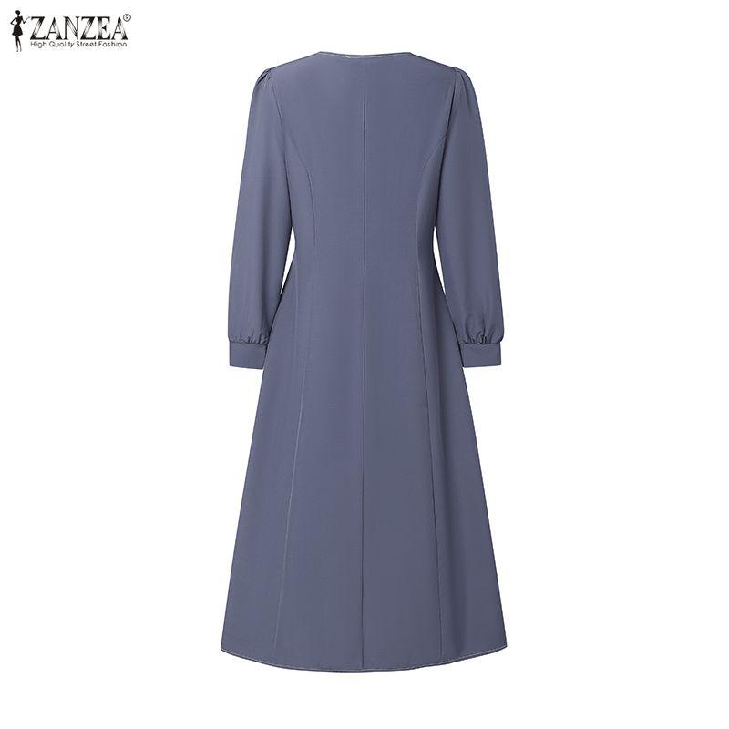 ZANZEA Women Elegant Casual Long Sleeve Dress