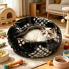 Plüsch-Katzenbett mit Kapuze, halbgeschlossenes beruhigendes Nest, selbstwärmende Höhle, gemütliches Bett für Wohnungskatzen oder kleine Hunde, abnehmbarer waschbarer Bezug mit