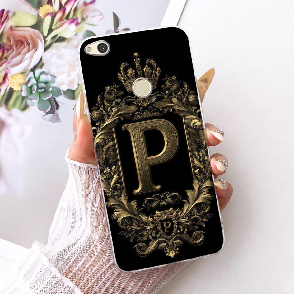 For Huawei P8 P9 Lite 2017 Case PRA-TL10 Luxury Initial Letter Soft Silicone Cover For Honor 8 Lite PRA-LX1 Nova Lite 2017 Shell