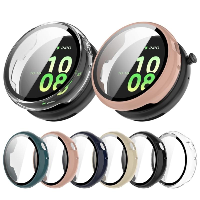 Case for Watch Fit 44mm Tempered Glass Screen Protectors & Hard PC Protective Bumper Smartwatch Accessories