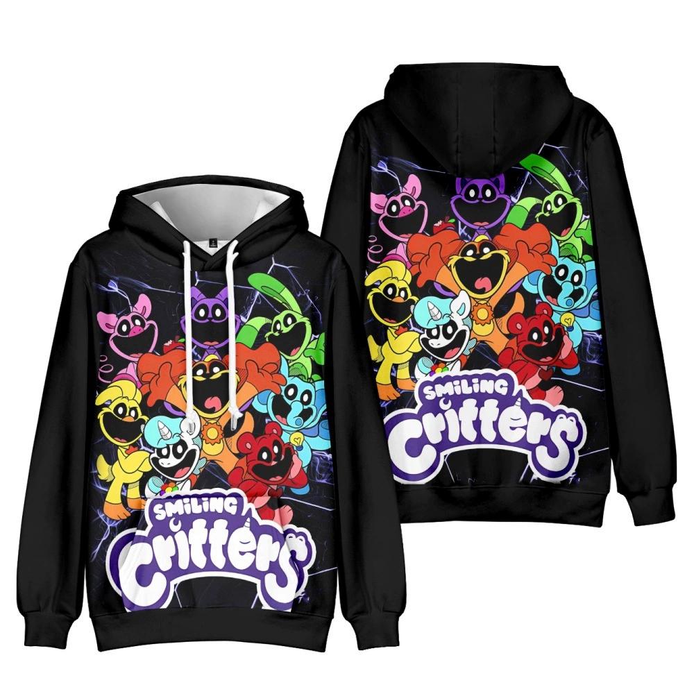 Smiling Critters Anime Printed Men s Fashion Long Sleeve Hoodie Cartoon Sweatshirt S