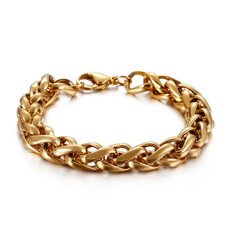 10mm Width Chain Bracelet 16-25cm GoldBlack Link Chain Bracelets for Women Men Fashion Jewelry