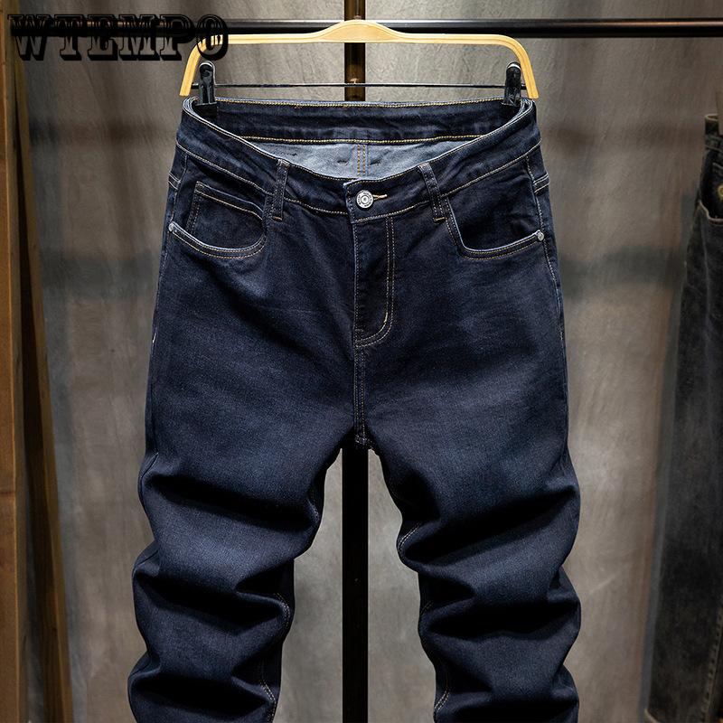 Elastyczne spodnie Harlan męskie jesienne duże rozmiary spodnie dla puszystych mężczyzn większe i grubsze małe stopy luźne dżinsy