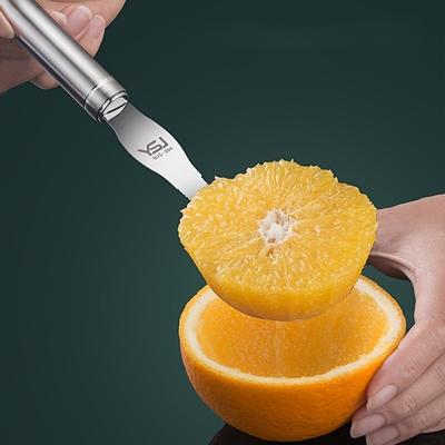 1 sbucciatore di arance in acciaio inossidabile, taglia-bucce di agrumi, facile da aprire, affetta-verdure per limone, frutta, utensili da cucina