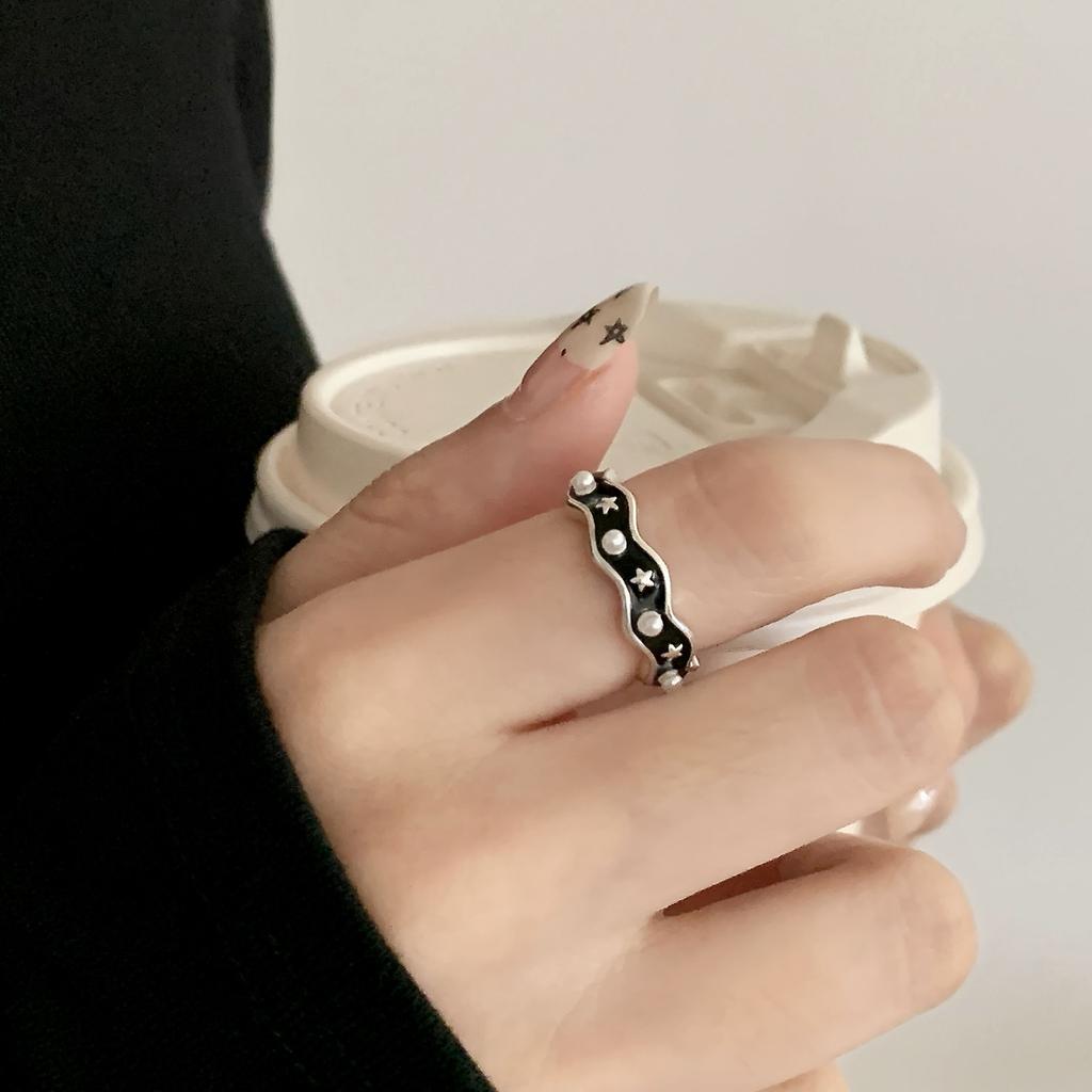 PANJBJ 925 Sterling Silver Golden Flower Rings For Women Drip Glaze Plant Irregular Adjustable Sweet Jewelry Gift Dropshipping