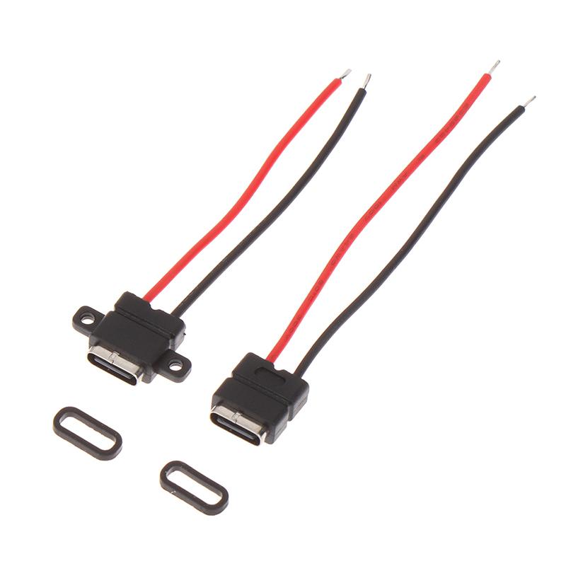 1 Stück USB Typ C Wasserdichter Stecker Lötdraht Buchse Schnellladung Typ-C Ladeschnittstelle Buchse