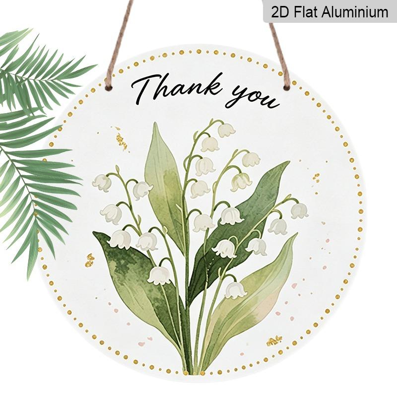 

2D Flat Retro Aluminum Wall Stickers in Various Sizes, Featuring A Lily of The Valley Design, Watercolor Green Plant and Flower Arrangement, Perfect 7.87×7.87inch