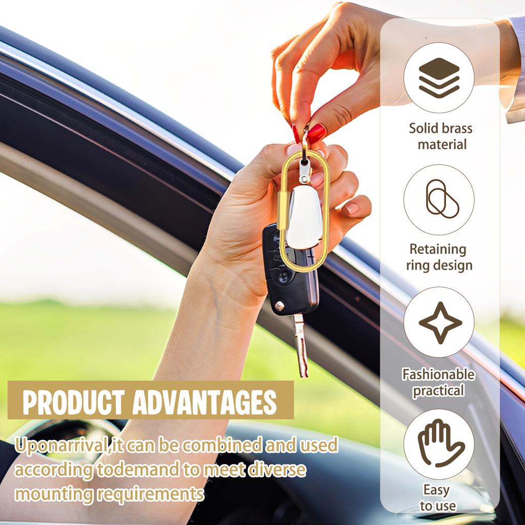 Brass Key Ring Gold Key Chain Organizer Holder Men Women Keychain with Secure Screw Locking for Key Handbag Mountaineering Bags