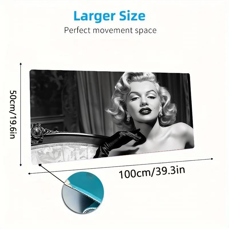 Marilyn Monroe Print Cushion Non-slip Laptop Tablet Big Mousepad XXL Mat Mini PC Playmat With Lock edge