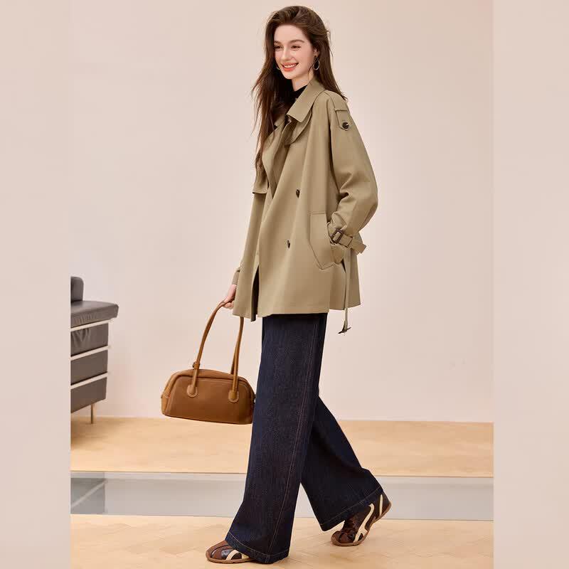 Bailuyu Retro Double-breasted Khaki Trench Coat