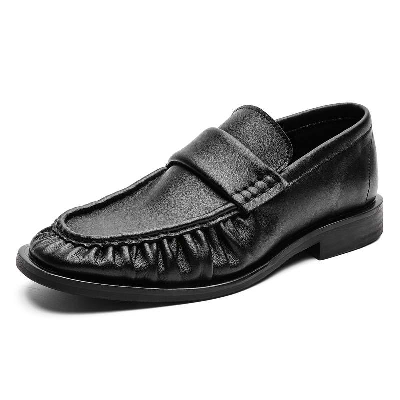 Heren Echte Lederen Instappers Casual Zakelijke Slip-On Platte Schoenen Buiten Mokassins Veelzijdige Mode Schoenen 44 gray