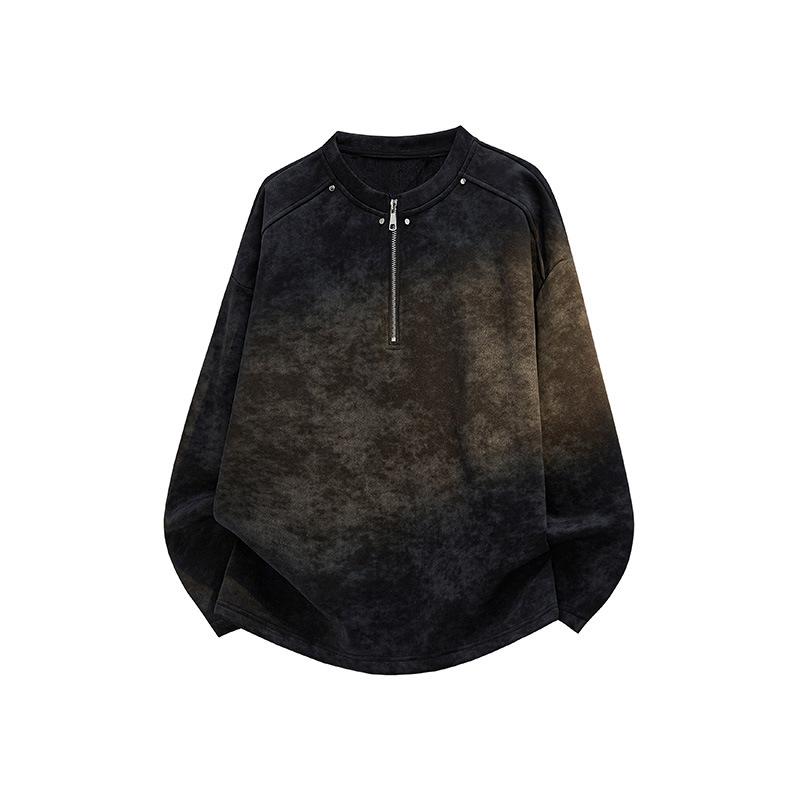 

Осенне-зимний мужской свитер тай-дай с заклепками и полумолнией, мужской повседневный свободный свитер 5XL