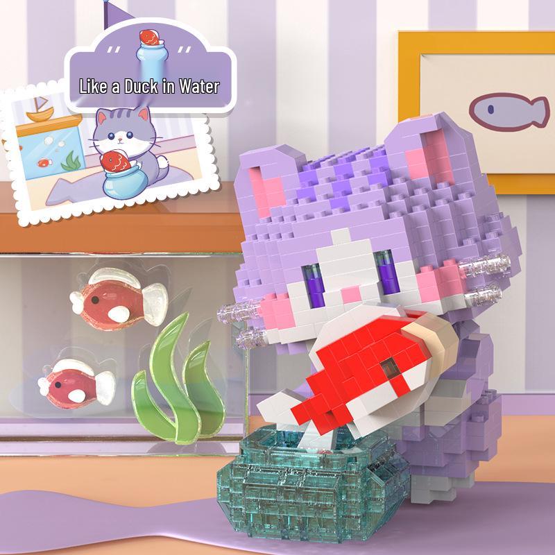Lucky Cat Diary Compatible Lego Building Blocks - Cute Micro Particle Toy Gift for Children's Day