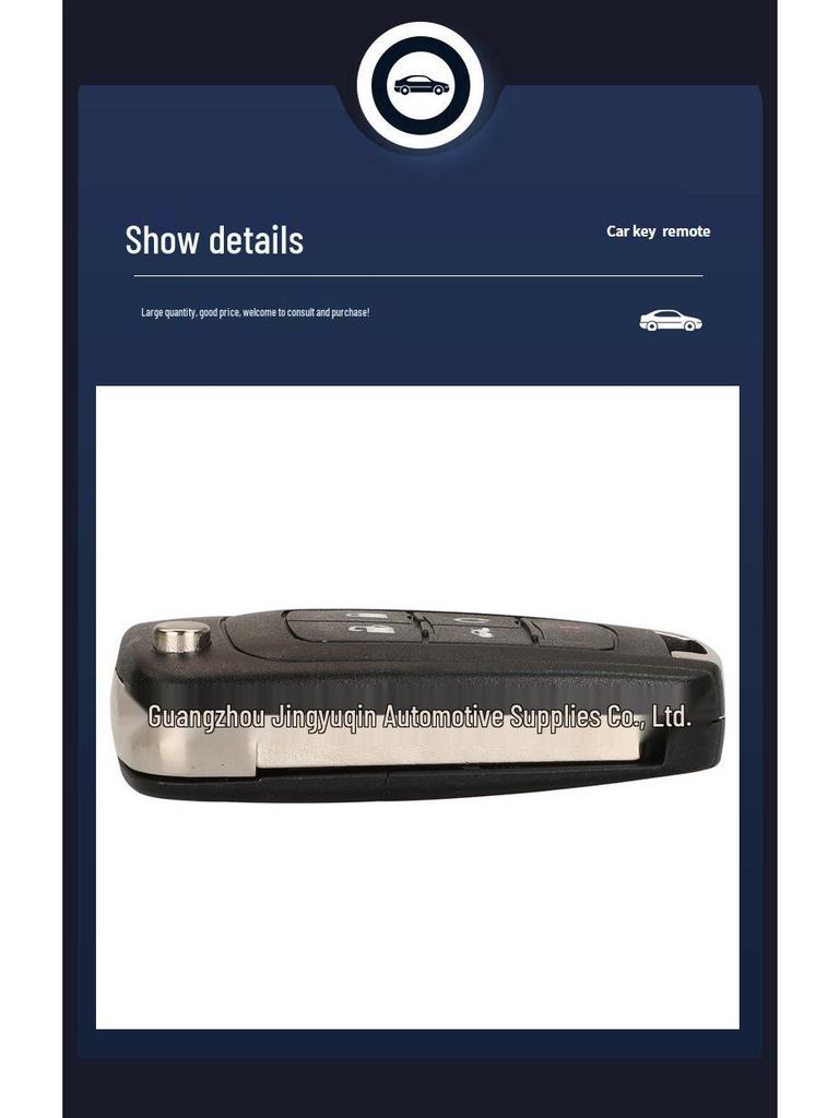 Compatible Key Replacement Shell for 2/3/4/5-Button Chevrolet/Opel/Buick Cruze Malibu (Flat Back)