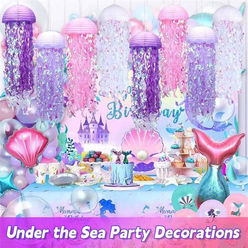 Paper Lanterns Set, 8Pcs Jellyfish Decorations For Under The Sea Partys Decorations Supplies, Jellyfish Lanterns