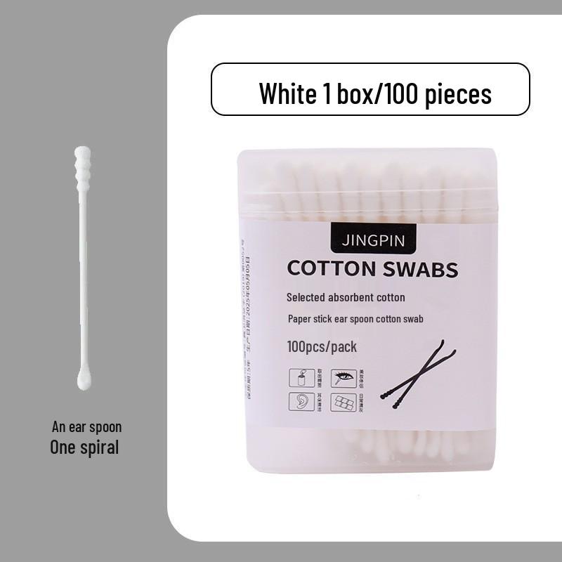 Black Dual-Ended Cotton Swabs with Spiral Head for Ear Cleaning