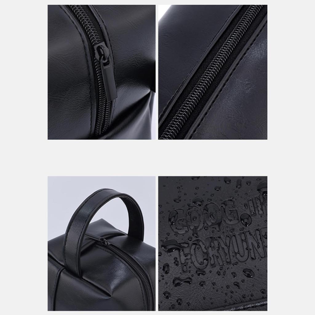 Men Leather Travel Business Shaving Cosmetic Bag Portable Toiletry Bag Large Capacity Organizer Handheld Toiletry Kits
