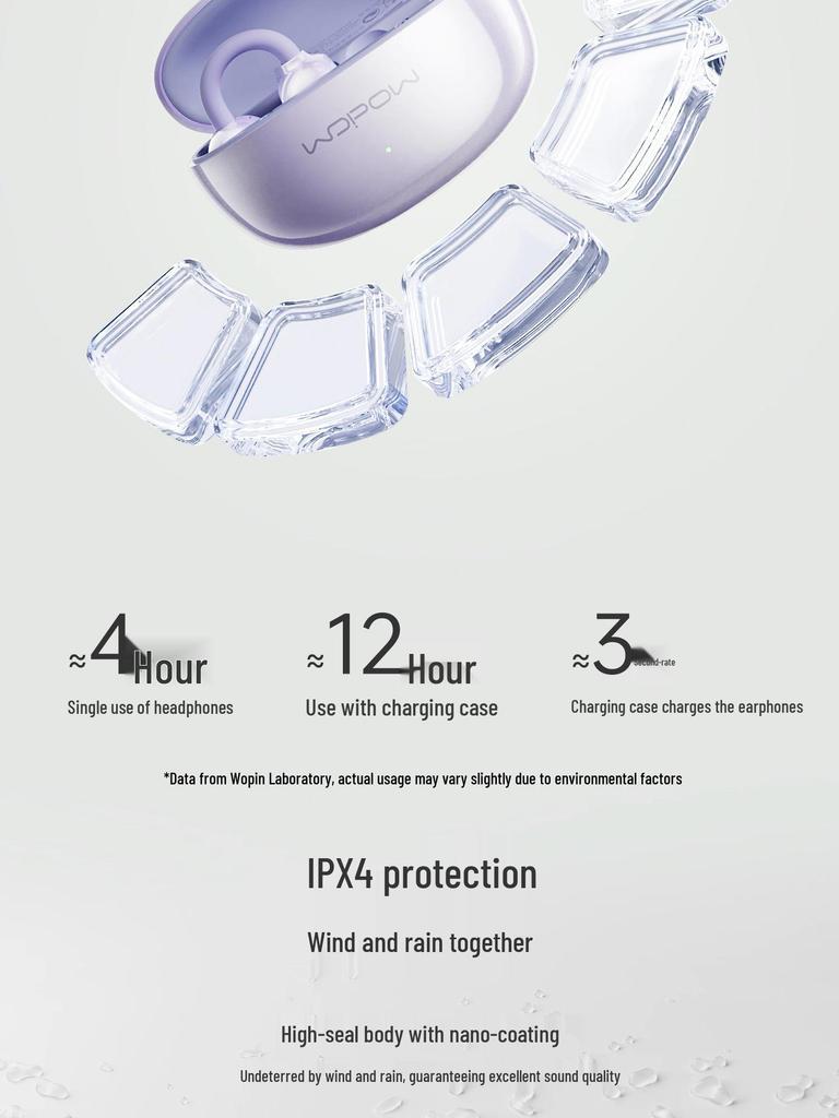 Wopin 6.0 Wireless Ear-Hook Sports Headphones with Noise Reduction