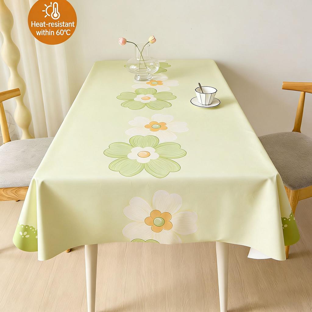 Tovaglia Rettangolare in Ecopelle con Stampa Floreale di Campagna Impermeabile Resistente all'Olio Resistente al Calore Copritavolo Senza Lavaggio