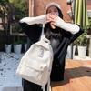 Ielgy Backpack Large Capacity Solid Color PU Leather Backpack
