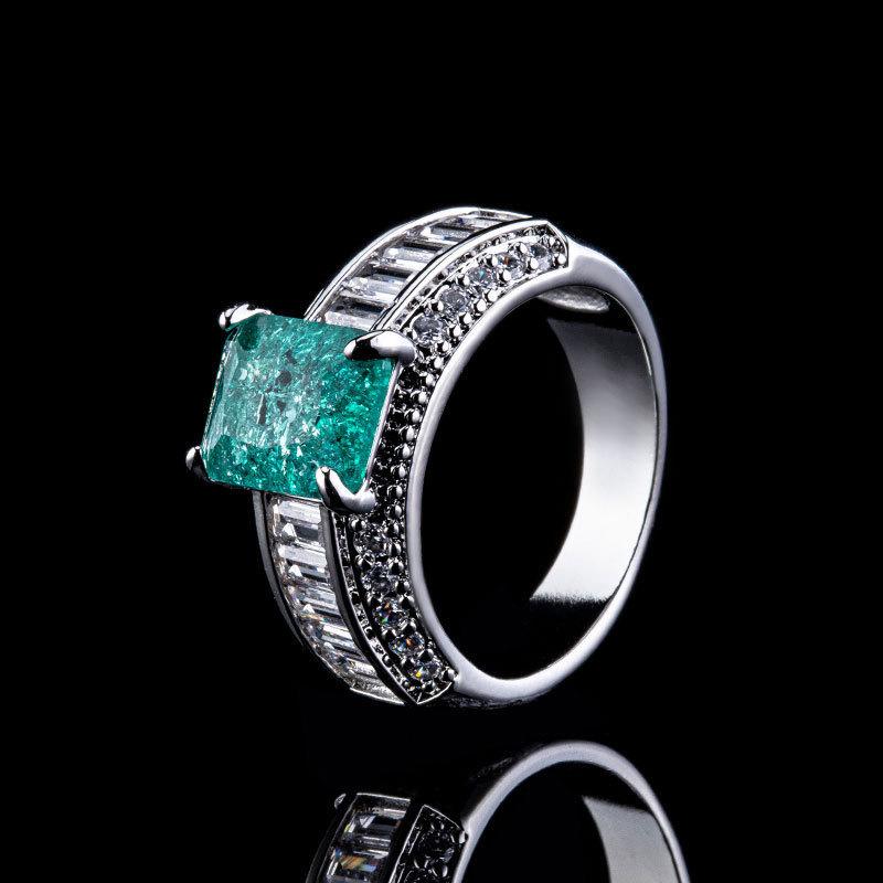 

Изумрудное кольцо Изумруд Бриллиант Зеленая шпинель Имитация бриллианта Премиальное кольцо No. 10