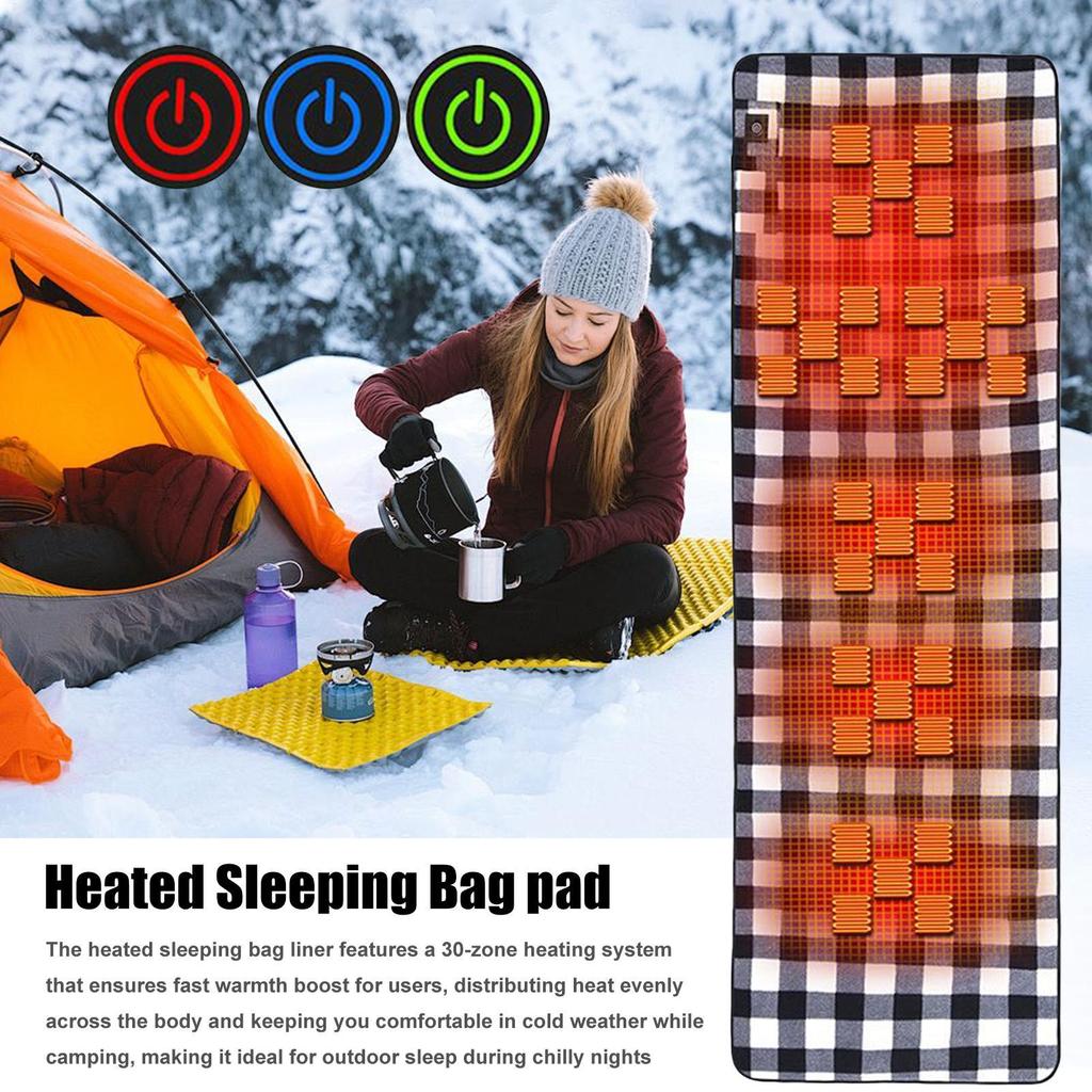 Heated Sleeping Bag Outdoor Camping 3 Speed Adjustment Winter Cotton USB Interfaces Electric Heating Sleeping Pad