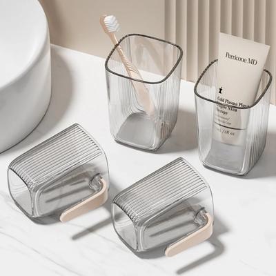 Luxury Clear Mouthwash Cup Elegant Toothbrush Holder with Handle Dental Care Tumbler Perfect for Students & Modern Bathrooms