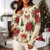 Women's Casual Long Sleeve Christmas Print Neck Pullover Sweatshirt