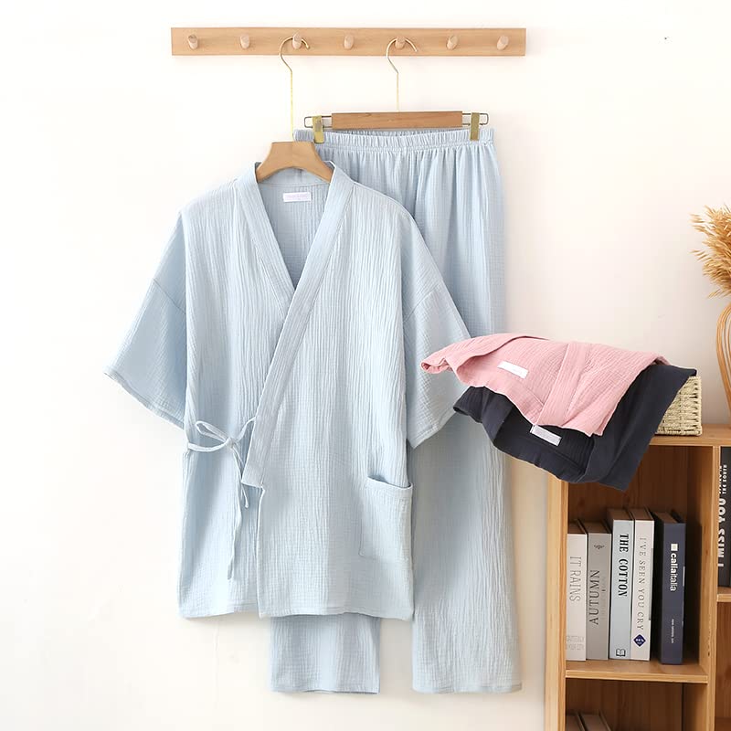 Pijamale Dublu Gaze pentru Bărbați și Terry Sensitive Cadou Închis Scurt Stil Japonez Femei, 100% Bumbac, Pânză, Îmbrăcăminte de Casă, Îmbrăcăminte Post-Baie, Îmbrăcăminte de Casă,