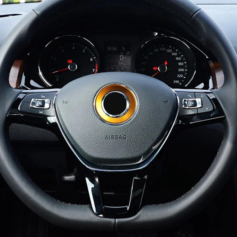 Car Steering Wheel Emblem Decor Trim Fit for 2011-2016 VW Volkswagen Golf 6 Golf 7 POLO CC Tiguan PASSAT TOURAN Scirocco BEETLE