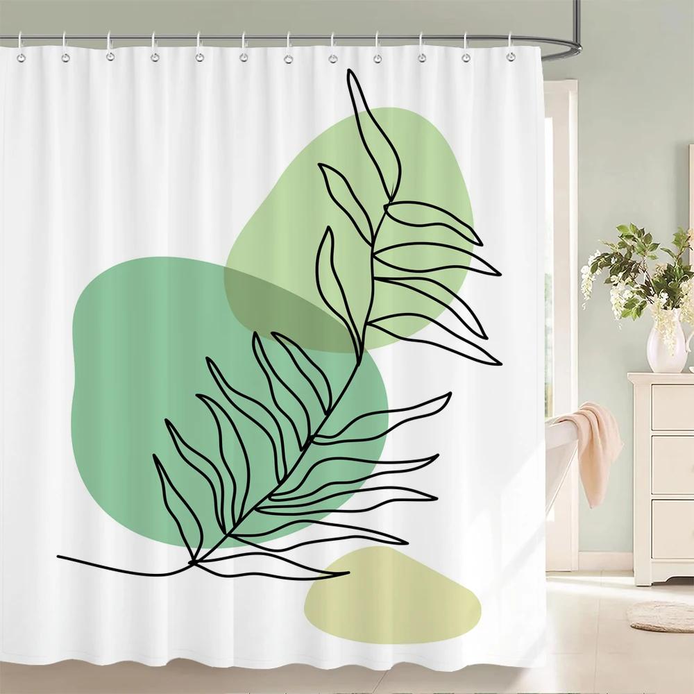 Nordic simplicity style Plant leaves Printed Shower Curtain With Hook Bathroom Curtain Home Decoration Curtain 3D Bath Curtains
