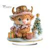 Double Sided Acrylic Ornaments Christmas Theme 2D Ornament, Double-sided Holiday Decoration, Festive Room Decor Stable Base Religious Ornament