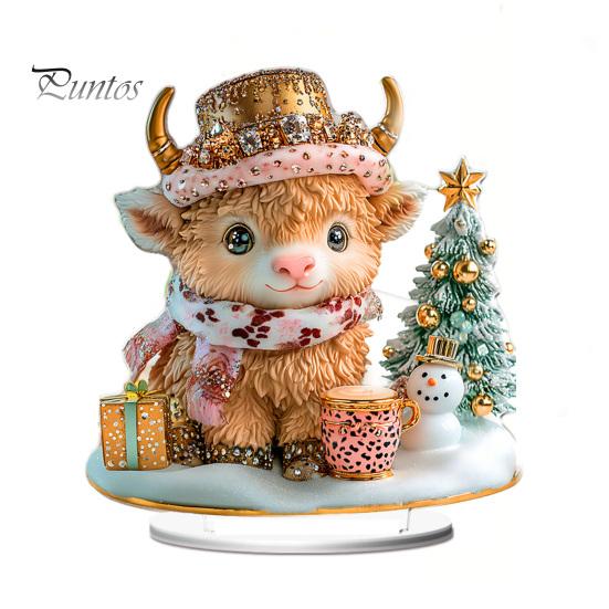 Double Sided Acrylic Ornaments Christmas Theme 2D Ornament, Double-sided Holiday Decoration, Festive Room Decor Stable Base Religious Ornament