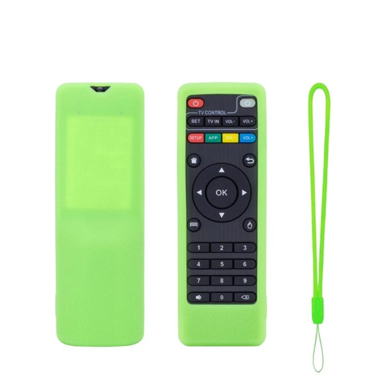 Silicone Cover for DOMYBOX DB52C7 Remote, Textured Grip Sleeve with Wrist Lanyard and Button Window for Home Use
