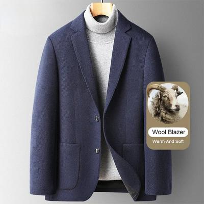 Erkekler İçin Smart Casual Yün Ceketler Sonbahar Kış Düz Renk Trend İnce Kesim Yün Takım Elbise Ceketleri Kore Erkek Giyim